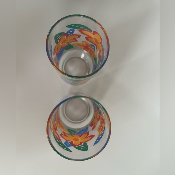 Vintage 1980's Libbey Tropical Flower Glass Set of 2 - Picture 5 of 7
